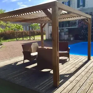 Commander Maintenant Pergola bois autoportante Thermauvent - L.341xP.313cm HABRITA