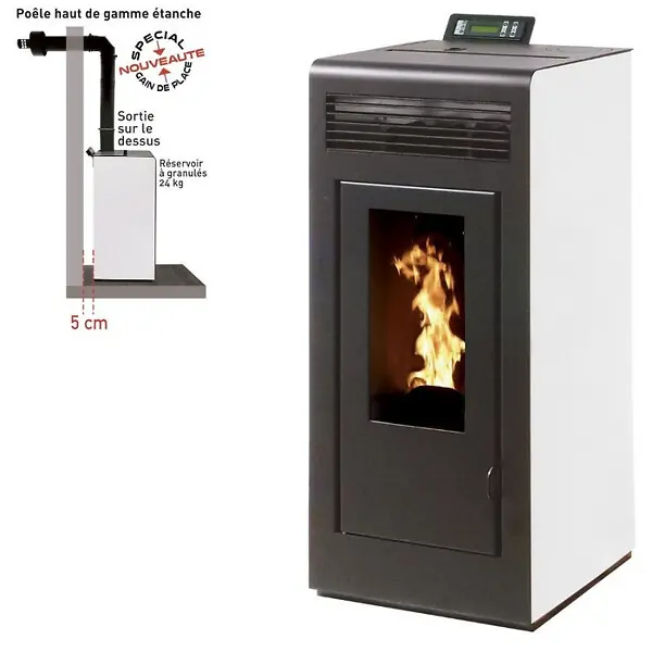 Pack Poêle à granules MARINA 13 Etanche sortie Concentrique sur le dessus + Kit Conduit Ventouse (so INTERSTOVES Nouvel Arrivage