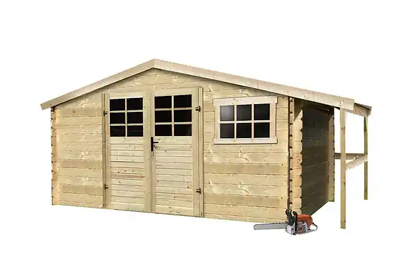 Abri de jardin en bois 10m² avec bûcher - L.469.3xH.218.1xP.301.2cm SOLID Nouvel Arrivage