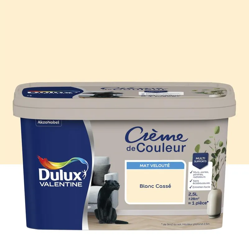 Peinture Crème De Couleur Mat Blanc Cassé 2,5 L - DULUX VALENTINE Petit Prix