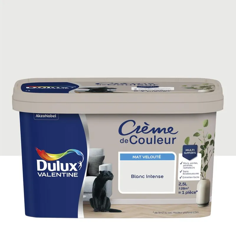 Expédié Aujourd'hui Peinture Crème De Couleur Mat Blanc Intense 2,5 L - DULUX VALENTINE