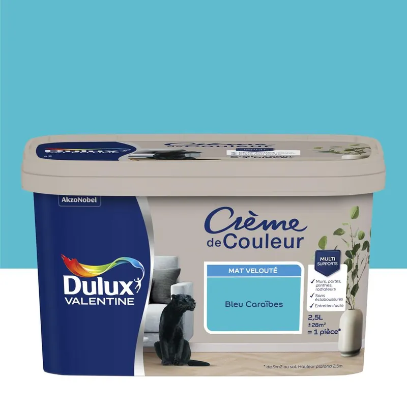 Achat Immédiat Peinture Crème De Couleur Mat Bleu Caraïbes 2,5 L - DULUX VALENTINE