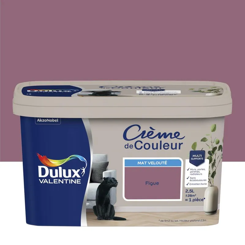 Peinture Crème De Couleur Mat Figue 2,5 L - DULUX VALENTINE Super Prix