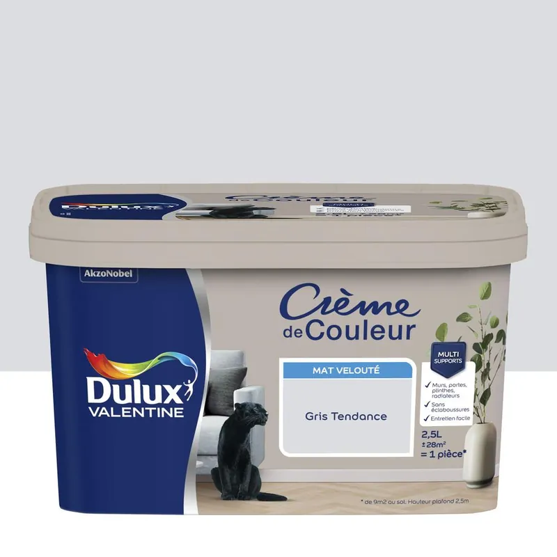 Peinture Crème De Couleur Mat Gris Tendance 2,5 L - DULUX VALENTINE Bon Marché