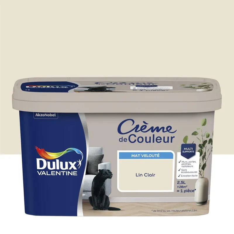 Peinture Crème De Couleur Mat Lin Clair 2,5 L - DULUX VALENTINE Vente Directe