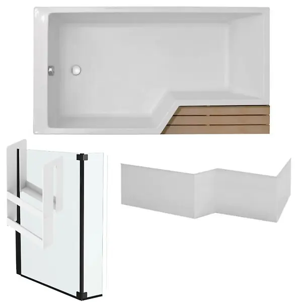 Pack baignoire bain douche antidérapante 170 x 90 Neo blanc mat - v.gauche + pare bain noir mat + tablier JACOB DELAFON Promotion Saisonnière