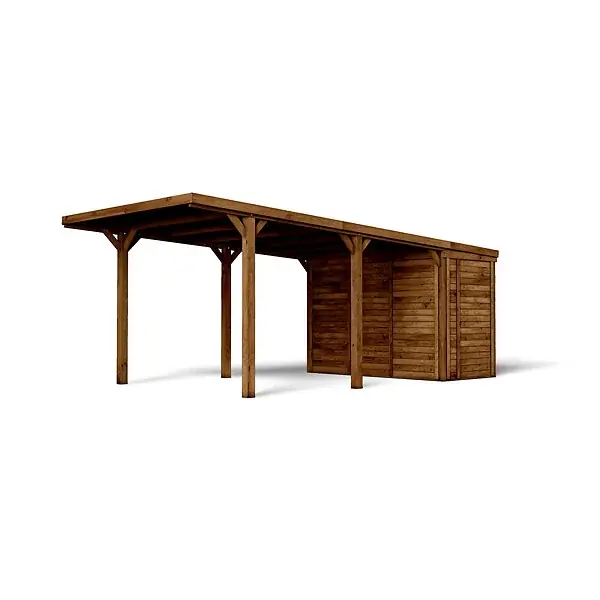 Prix Choc Carport bois 1 voiture avec remise - L.696xl.322xH.252cm CERLAND