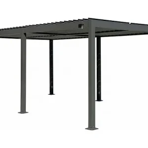 Pergola bioclimatique autoportante en aluminium "Kensington" - 3 x 5 m - Gris HABITAT ET JARDIN Pas Cher