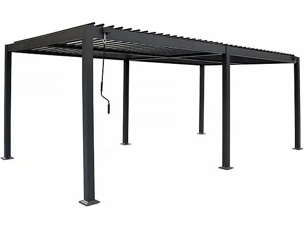 Populaire Pergola bioclimatique autoportante en aluminium "Kensington" - 3 x 6 m - Gris HABITAT ET JARDIN