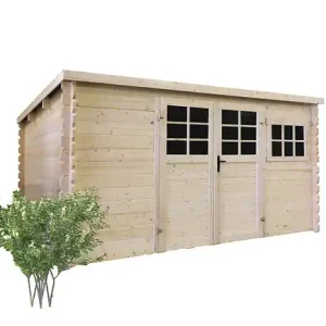 Offre Limitée Abri de jardin bois - 12,29m² - L.388xH.192xP.298cm SOLID