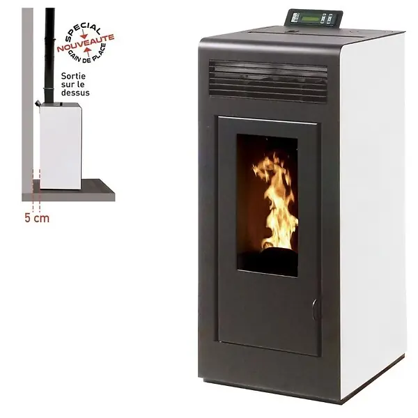Pack Poêle à granules MARINA 13 Etanche sortie Concentrique sur le dessus + Kit Conduit Vertical 80/ INTERSTOVES Produit De Marque