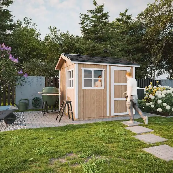 Abri de Jardin Qualité Premium 5,9 m² - H252x250x294 cm - Construction de Panneaux LP Smartside - Timbela M913 Meilleur Prix