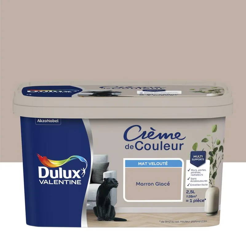 Bon Plan Peinture Crème De Couleur Mat Marron Glacé 2,5 L - DULUX VALENTINE