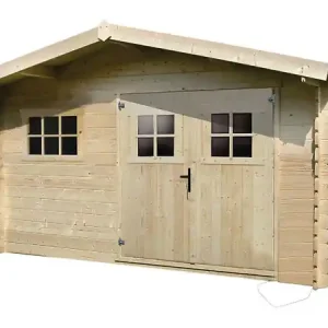 Offre Exclusive Abri jardin bois - 19,72 m² - 4.64 x 4.25 x 2,32 m - 28 mm HABITAT ET JARDIN