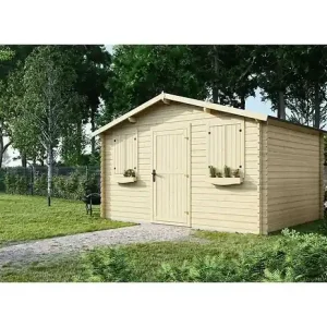 Satisfait Ou Remboursé Abri de jardin en bois - 12m2 - 4x3m - Ep. 28mm - Couleur naturel - DOM337 ALTANKA