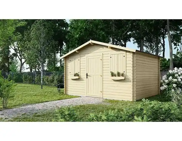 Satisfait Ou Remboursé Abri de jardin en bois - 12m2 - 4x3m - Ep. 28mm - Couleur naturel - DOM337 ALTANKA