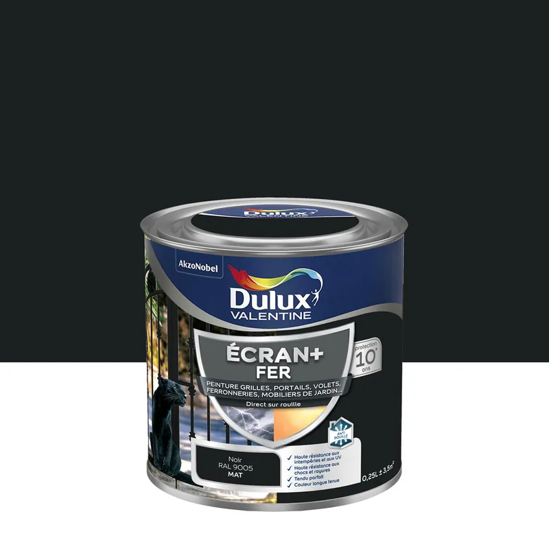 Peinture Ecran+ Fer Mat Noir Mat 0,25 L - DULUX VALENTINE Marque