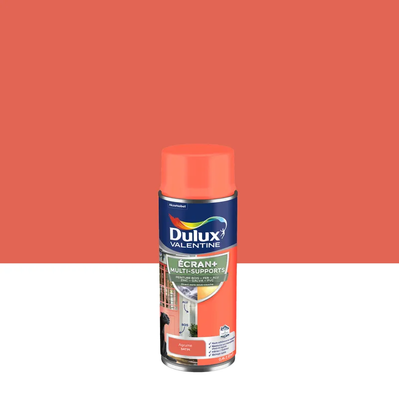 Certifié Peinture aérosol Ecran+ Multi-supports Dulux Valentine Satin Agrume 0,4 L