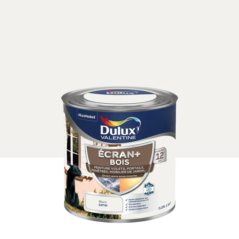 Paiement Sécurisé Peinture Ecran+ Bois Satin Blanc 0,25 L - DULUX VALENTINE
