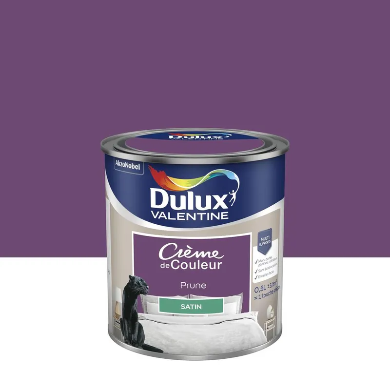Peinture crème de couleur satin prune 0,5L - DULUX VALENTINE Quantité Limitée