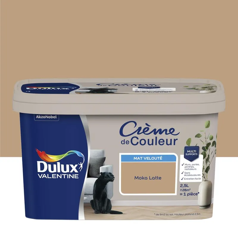Peinture Crème De Couleur Mat Moka Latte 2,5 L - DULUX VALENTINE Vente Flash
