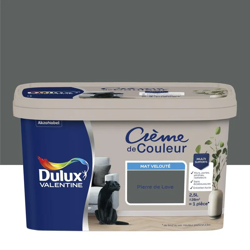 Prix Promo Peinture Crème De Couleur Mat Pierre De Lave 2,5 L - DULUX VALENTINE