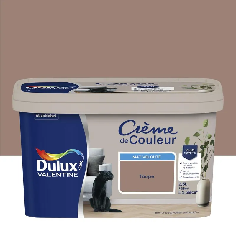 Haute Qualité Peinture Crème De Couleur Mat Taupe 2,5 L - DULUX VALENTINE