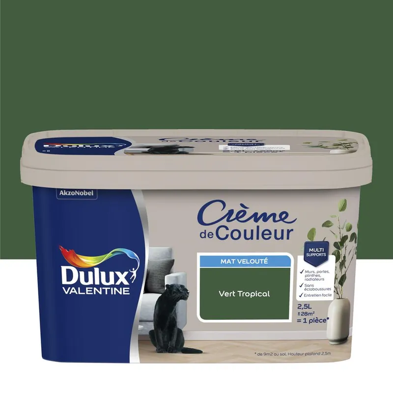Peinture Crème De Couleur Mat Vert Tropical 2,5 L - DULUX VALENTINE Petit Prix
