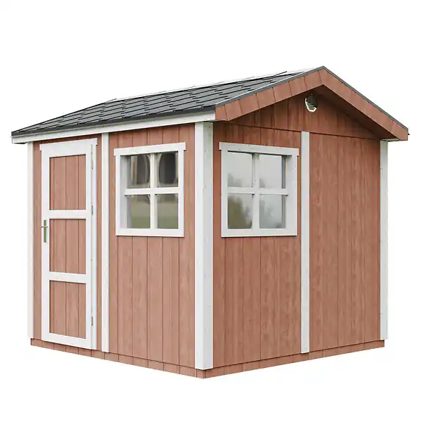 Abri de Jardin Qualité Premium 5,9 m² - H252x250x294 cm - Construction de Panneaux LP Smartside - Timbela M913-REDWOOD RED Affaire À Saisir