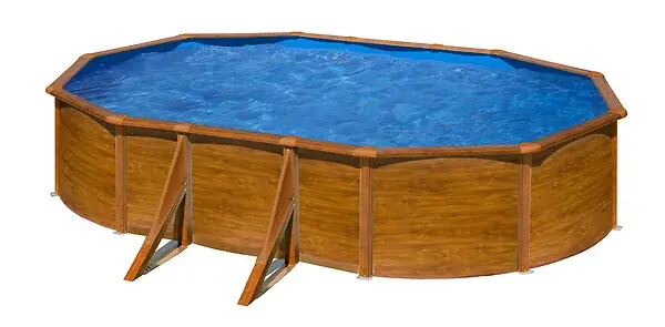 Piscine ovale acier Pacific bois - L.634xl.399xH.122cm GRE Offre Du Jour