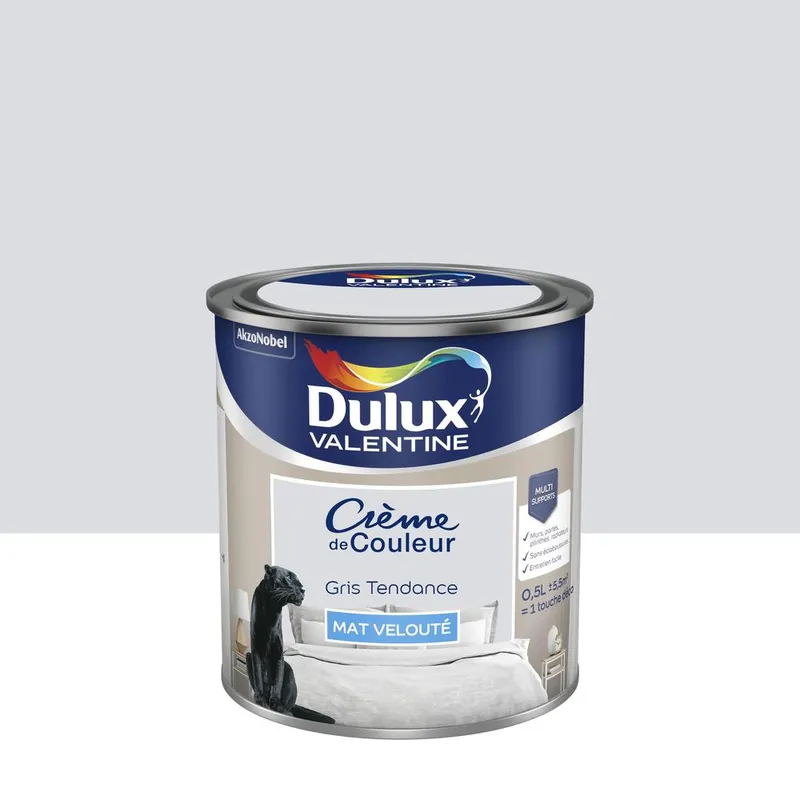 Peinture Crème De Couleur Mat Gris Tendance 0.5 L - DULUX VALENTINE Super Prix