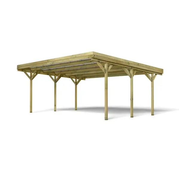 Nouvelle Collection Carport bois DOUBLE JEAN 2 voitures - L.604xP.512xH.266cm CERLAND