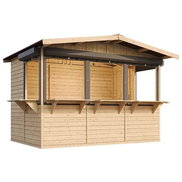 TIMBELA M150BZ Maison de jardin en bois, Étal de marché en bois 263 x 336 cm / 6 m² Nouvel Arrivage