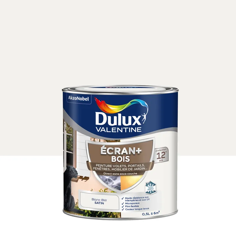 Must-Have Peinture Ecran+ Bois Satin Blanc (Blanc BW) 0,5 L - DULUX VALENTINE