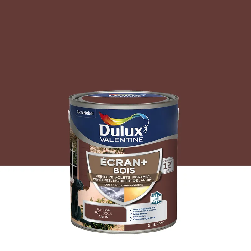 Peinture Ecran+ Bois Satin Ton Bois 2 L - DULUX VALENTINE Offre Spéciale