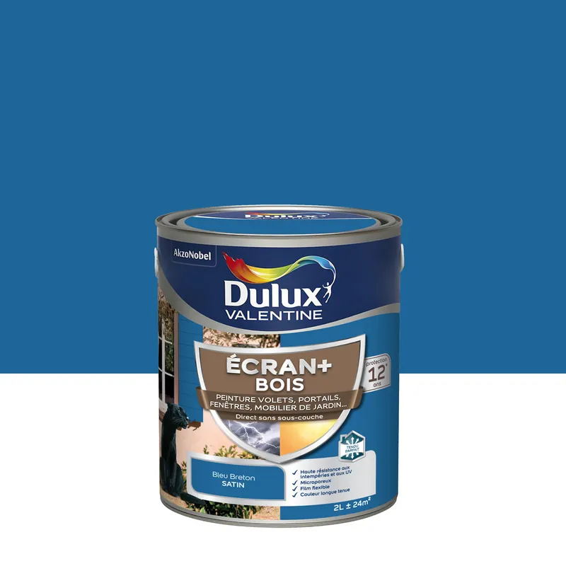 Achetez Aujourd'hui Peinture Ecran+ Bois Satin Bleu Breton 2 L - DULUX VALENTINE