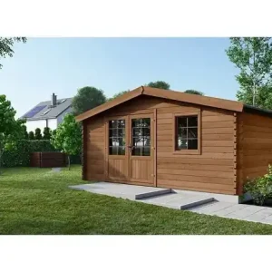 Remise Abri de jardin en bois - 12m2 - 4x3m - Traité - Ep. 28mm - Couleur marron - DOM595 ALTANKA