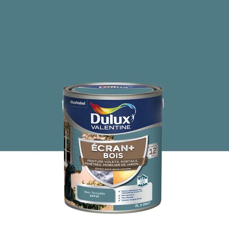 Peinture Ecran+ Bois Satin Bleu Tempête 2 L - DULUX VALENTINE Remise