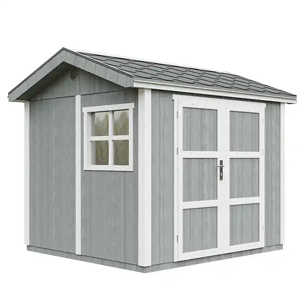 Satisfait Ou Remboursé Abri de Jardin Qualité Premium 5,9 m² - H252x250x294 cm - Construction de Panneaux LP Smartside - Timbela M913A-CAVERN STEEL