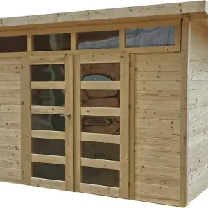 Meilleur Prix Abri de jardin bois Venezia - Naturel - L.330xl.270cm SOLID