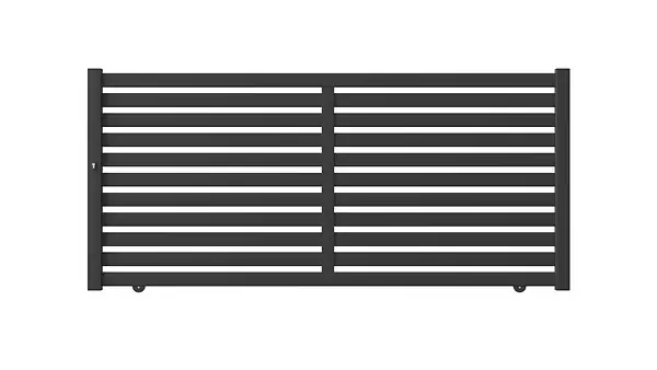 Portail coulissant alu Otis - Gris - 3750x1600mm ELSEALU Prix Cassé