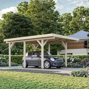 Pas Cher Carport bois Karl 1 voiture - L.360xP.512xH.230cm PALMAKO
