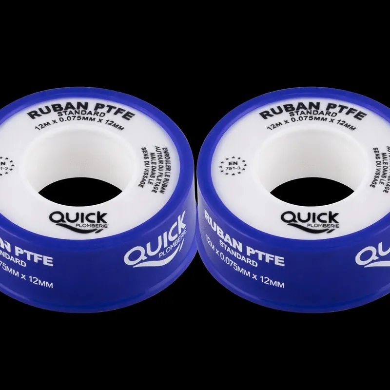 Ruban téflon PTFE 12 mètres ep.0,075 mm x l.12 mm par 2 QUICK PLOMBERIE Haute Qualité