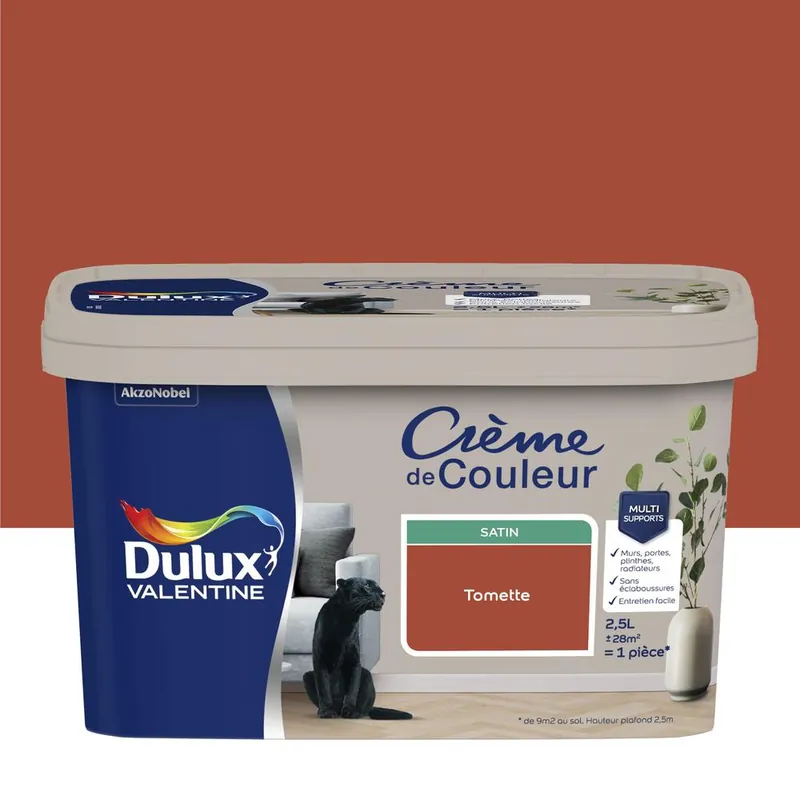 Peinture crème de couleur satin tomette 2,5L - DULUX VALENTINE Marque