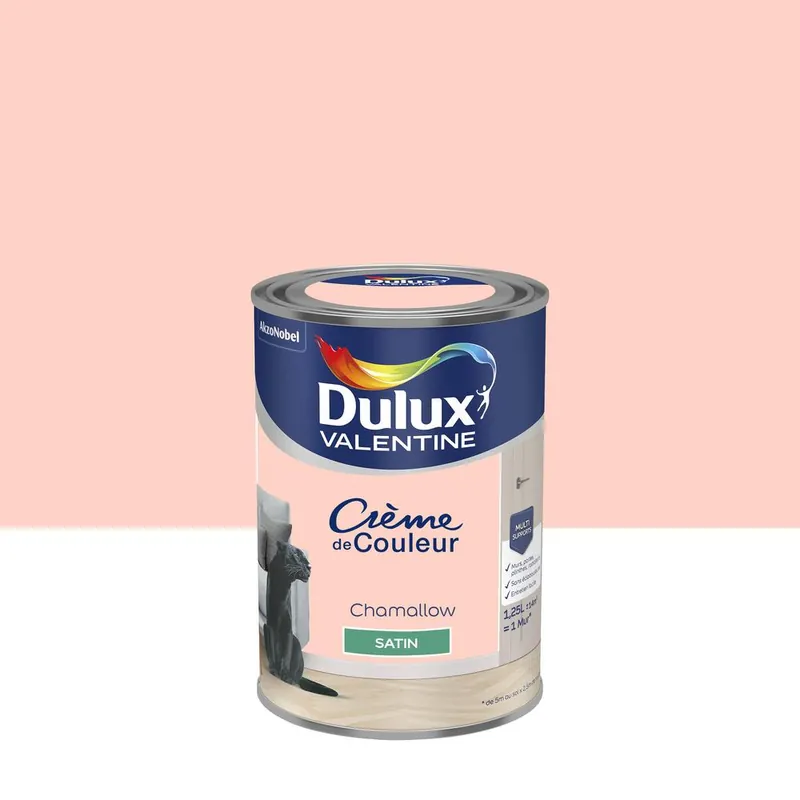 Peinture crème de couleur satin chamallow 1,25L - DULUX VALENTINE Offre Limitée