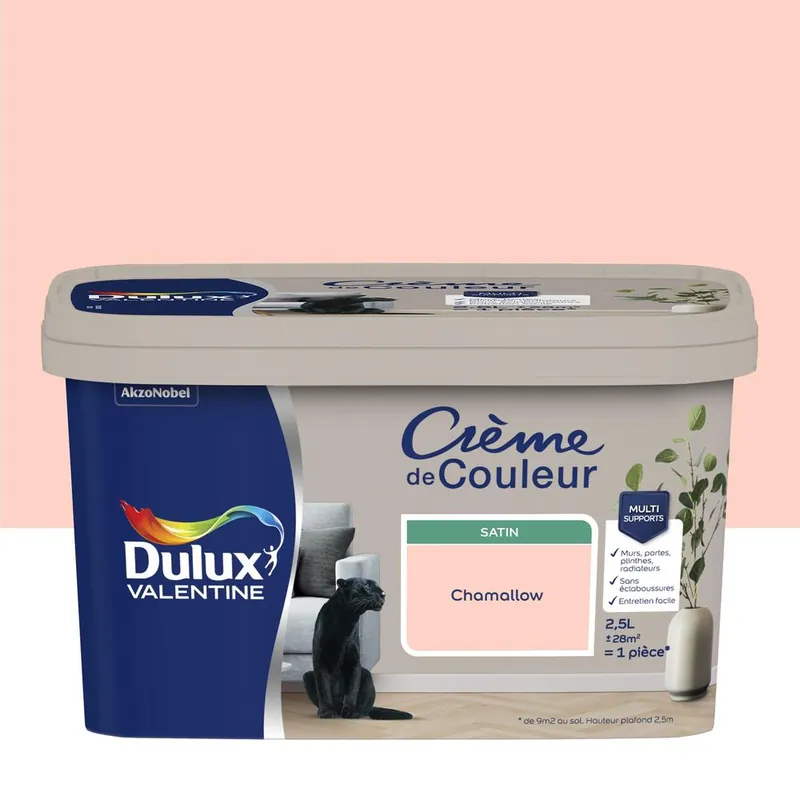 Bon Marché Peinture crème de couleur satin chamallow 2,5L - DULUX VALENTINE