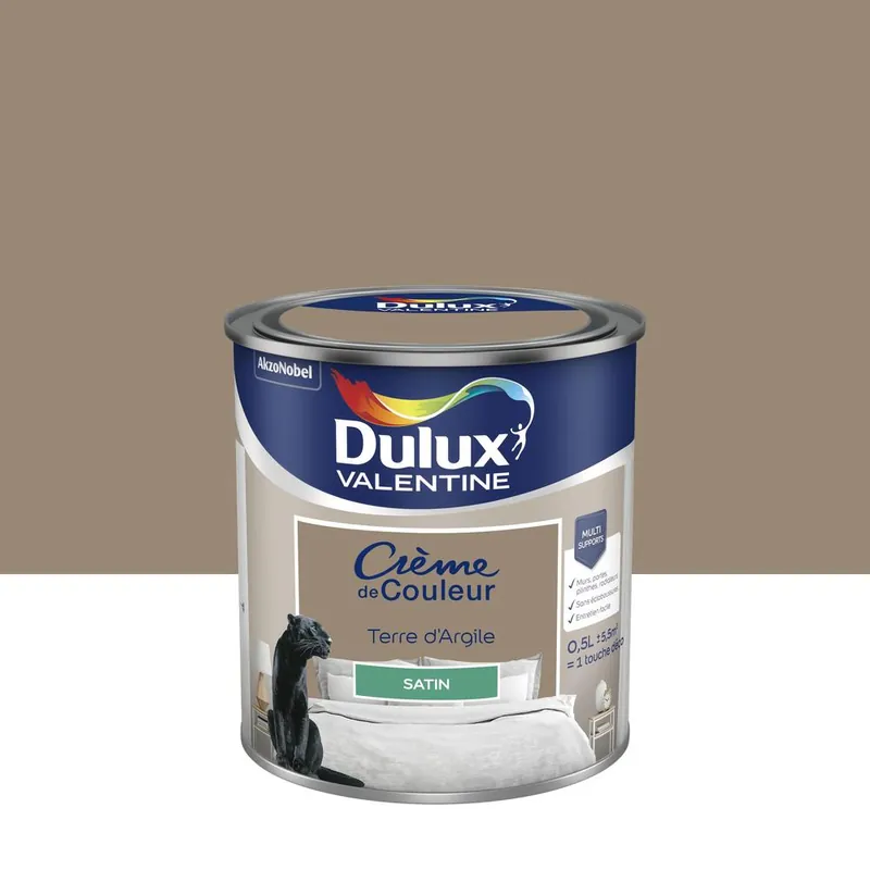 Peinture crème de couleur satin terre argile 0,5L - DULUX VALENTINE Prix Choc
