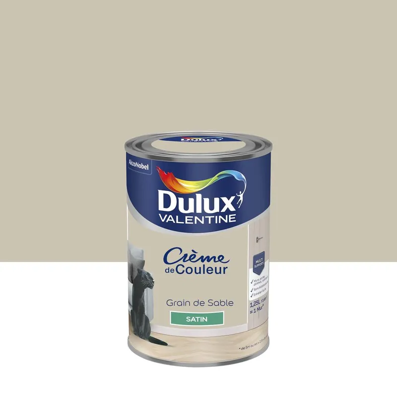 Peinture crème de couleur satin grain de sable 1,25L - DULUX VALENTINE Dernière Chance