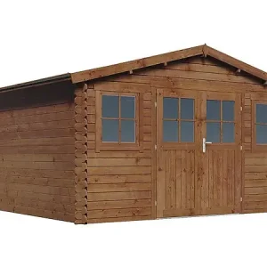 Meilleur Prix Abri de jardin bois traité autoclave marron "Lormont" - 21,2 m² - 28 mm HABITAT ET JARDIN