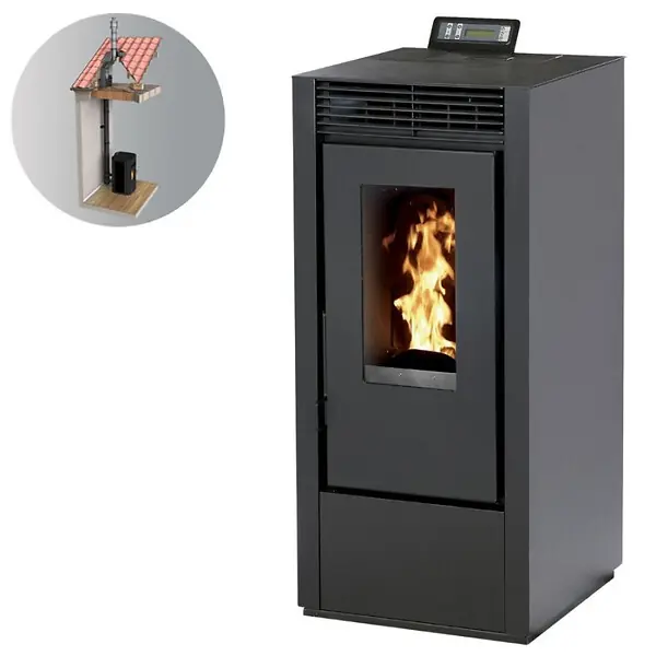 Meilleur Prix Pack Poêle à granules MARINA 14 Etanche Canalisable + Kit Conduit Vertical 80/125 - INTERSTOVES